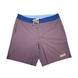 Fair Harbor The Nautilus Board Shorts- Red Waves- Mens 33 NWOT!